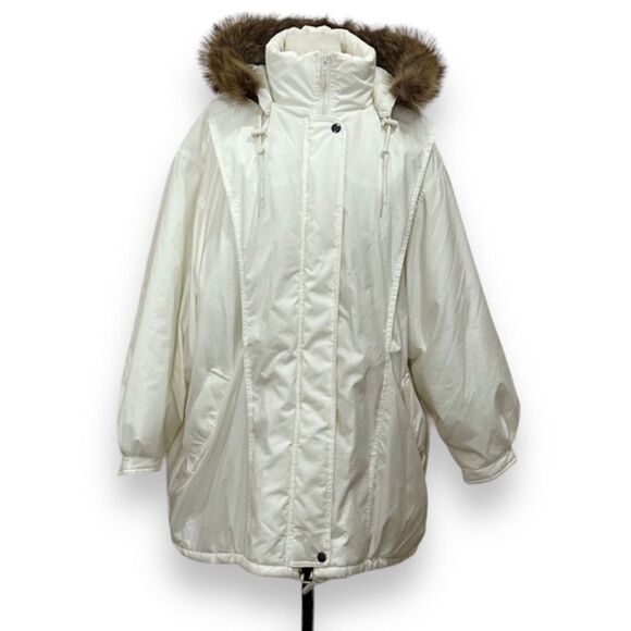 Hunt Club Cream Winter Coat With Fur Trim Size 2X - Picture 1 of 14